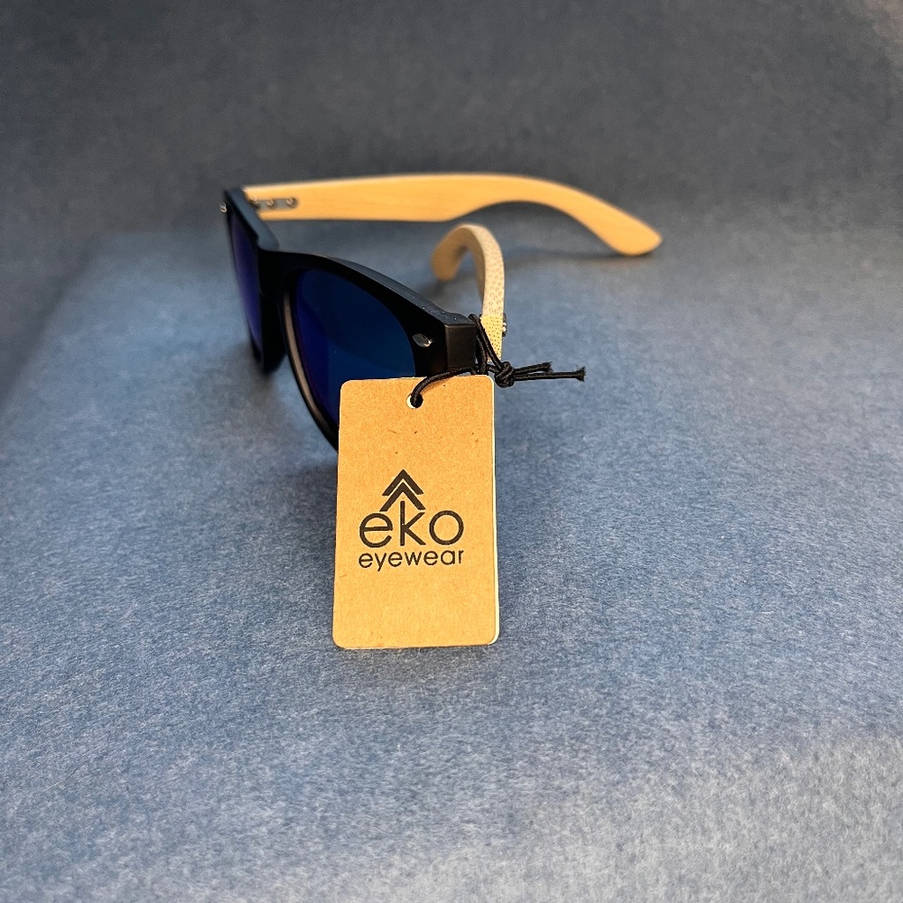 eco eyewear sunglasses beige wood arms